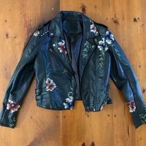BLANK NYC EMBROIDERED VEGAN LEATHER JACKET